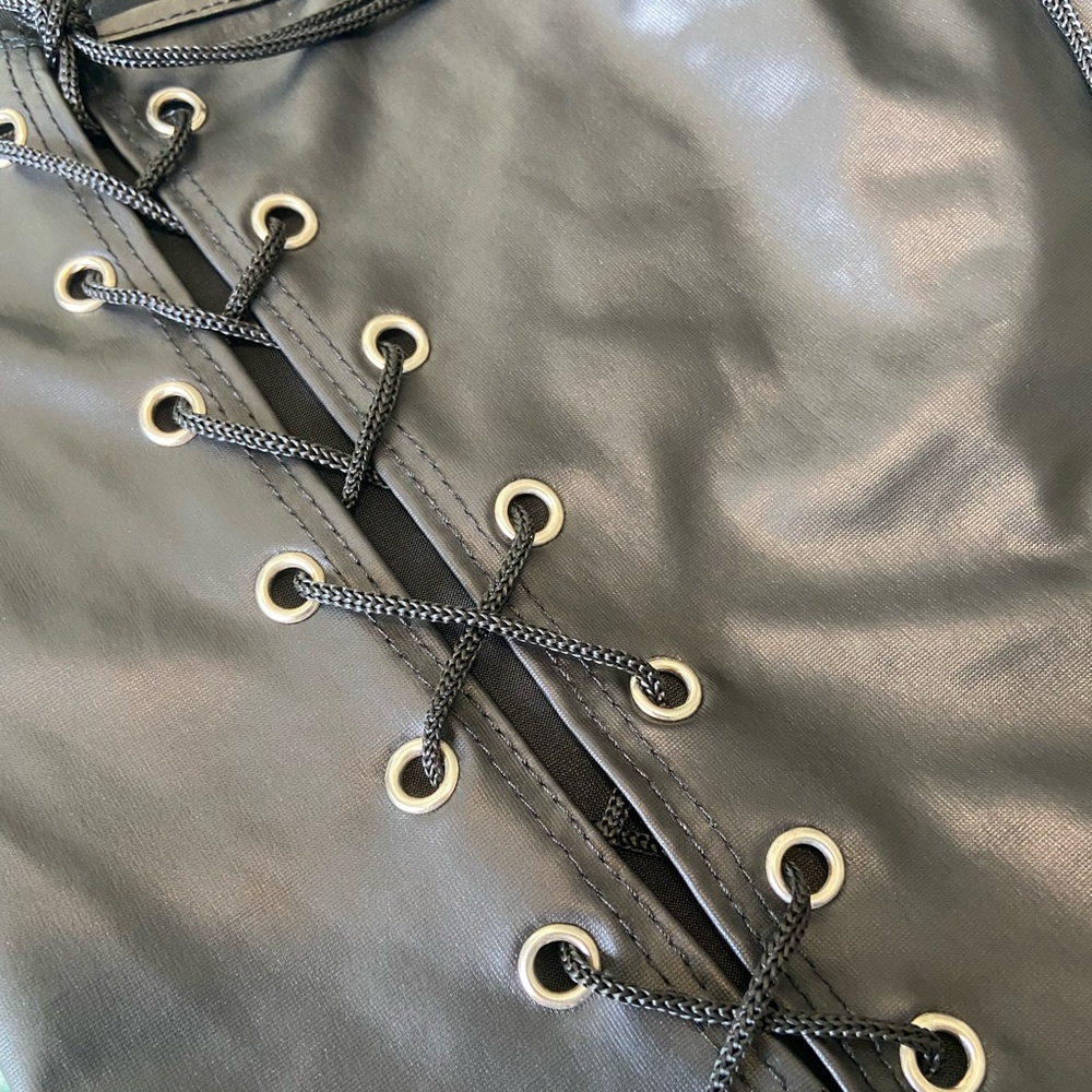 Faux Leather Lace Up Bodysuit - Picture 10 of 14